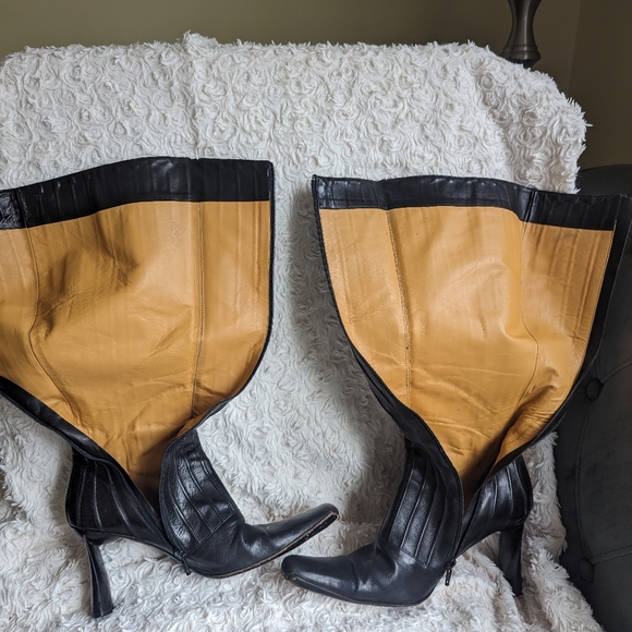 Italian black leather boots sz 9 - Picture 6 of 12